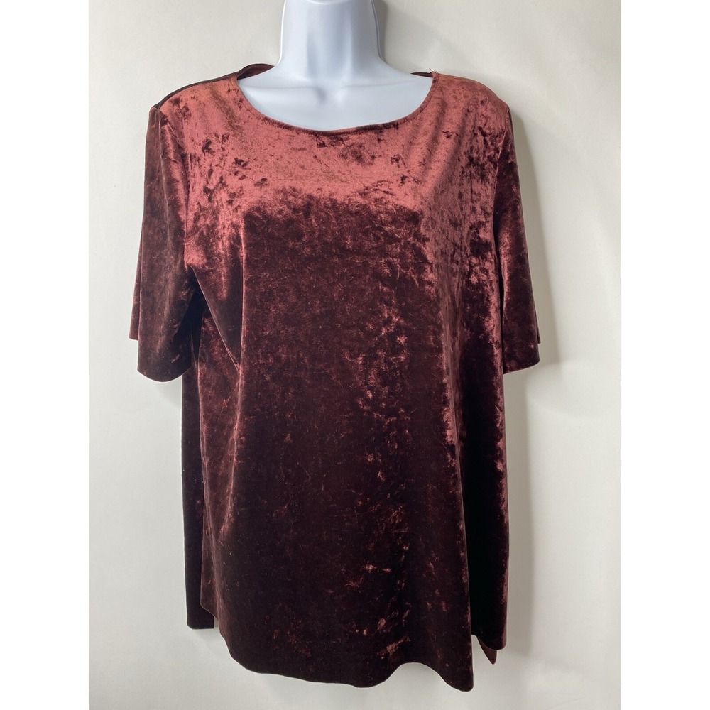 Crimson In Grace Women  Velvet Shirt Size Large Christmas Holidays New Year Glam
